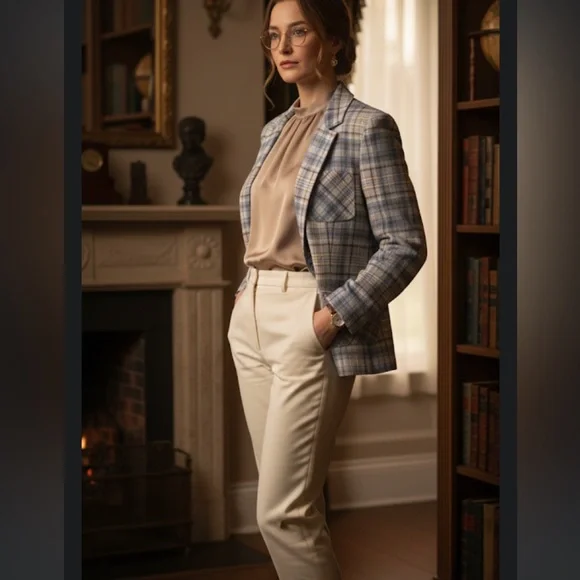 Vtg Pendleton Pure Virgin Wool Plaid Blazer - Old Money Dark Academia - Size 10 - Picture 3 of 10